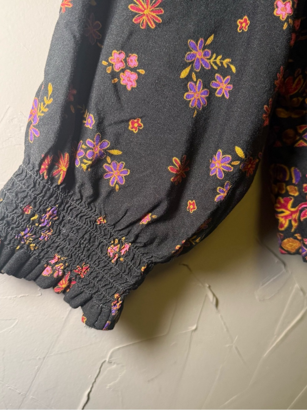 Natural Life XXL Maribel Boho Peasant Top Black Floral Mushroom Tassel Blouse - Picture 8 of 11